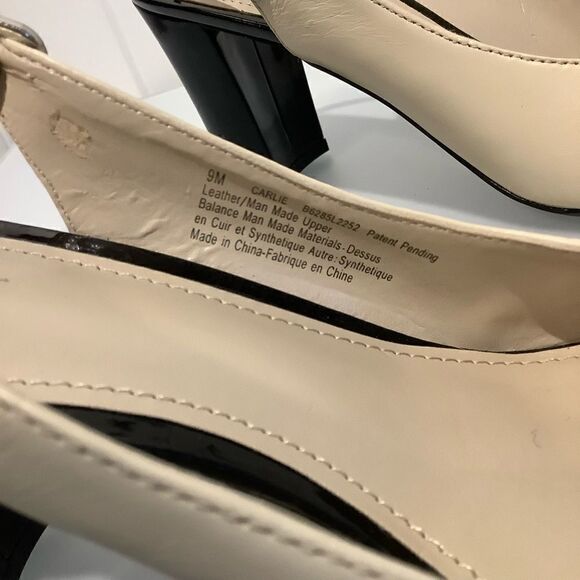 NATURALIZER PEEP TOE SLINGBACK BLACK AND CREAM LEATHER HEELS SIZE 9 NWOT‎ - Picture 8 of 9